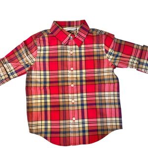 Janie and Jack‎ Cuffed Button Down Plaid Pink Blue Yellow Cotton Boys 4 NWT